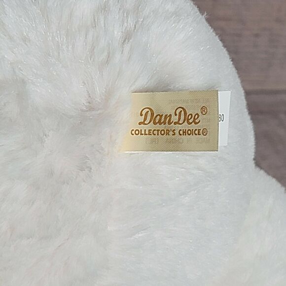 White Teddy Bear Plush Bear Dan Dee Pink Heart Paws Bow Stuffed Animal Valentine - Picture 7 of 9